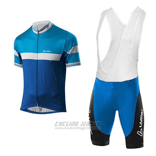 2017 Cycling Jersey Loffler Blue and Light Blueee Short Sleeve and Bib Short