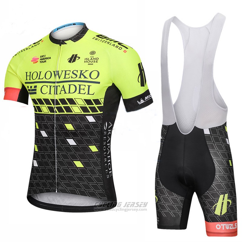 2018 Cycling Jersey Holowesko Citadel Green and Black Short Sleeve and Bib Short