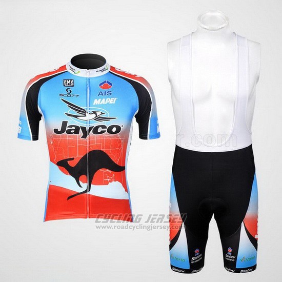 Cycling Jersey Jayco Sky Blue and Red Short Sleeve and Bib Short