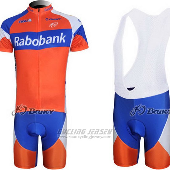 2011 Cycling Jersey Rabobank Blue and Orange Short Sleeve and Bib Short