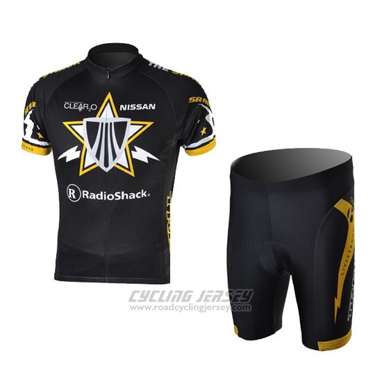 2010 Cycling Jersey Radioshack Black Short Sleeve and Bib Short Pantaloni