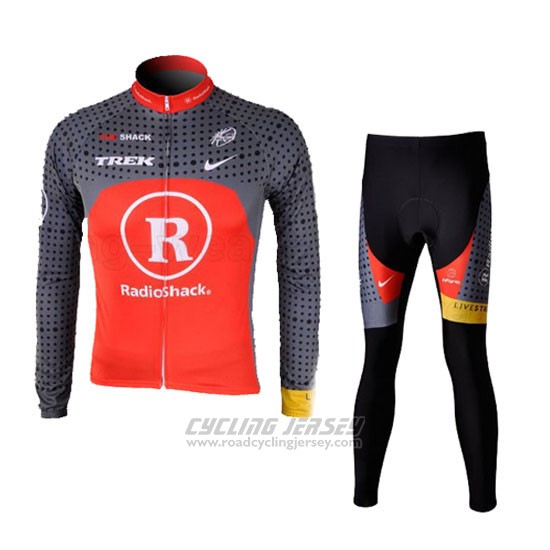2010 Cycling Jersey Radioshack Orange and Gray Long Sleeve and Bib Tight Pantaloni