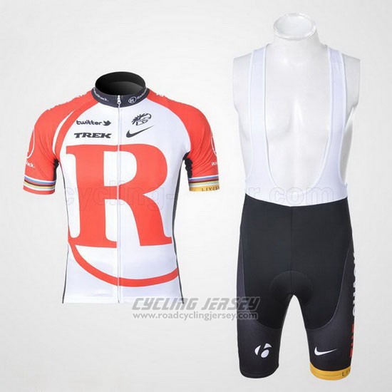 2011 Cycling Jersey Radioshack White and Red Short Sleeve and Bib Short