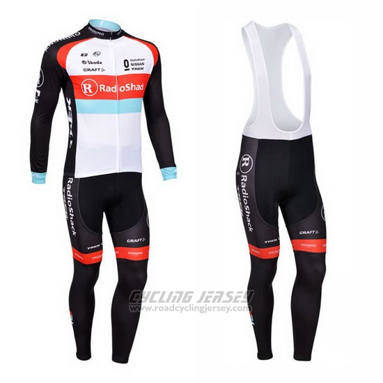 2013 Cycling Jersey Radioshack White and Black Long Sleeve and Bib Tight