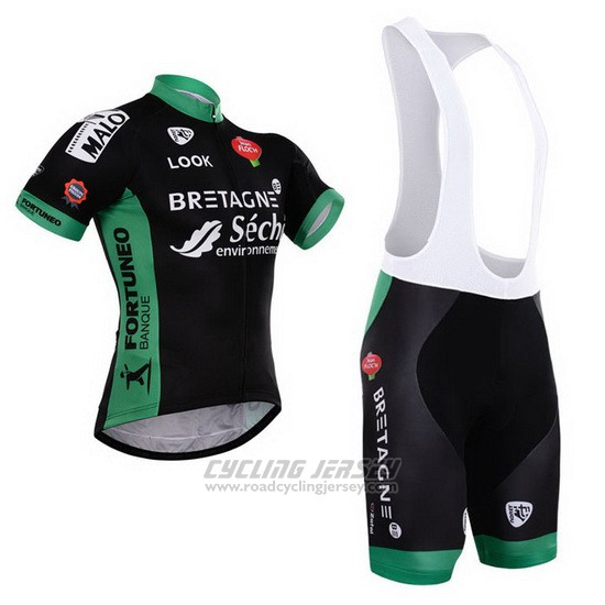 2015 Cycling Jersey Seche Black and Green Short Sleeve and Bib Short