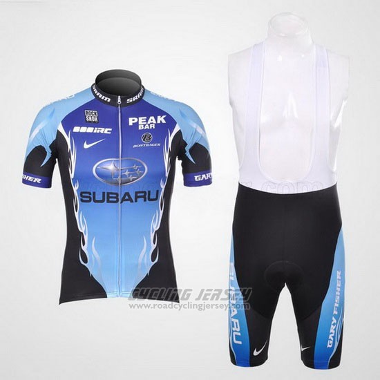 2011 Cycling Jersey Subaru Sky Blue and Black Short Sleeve and Bib Short