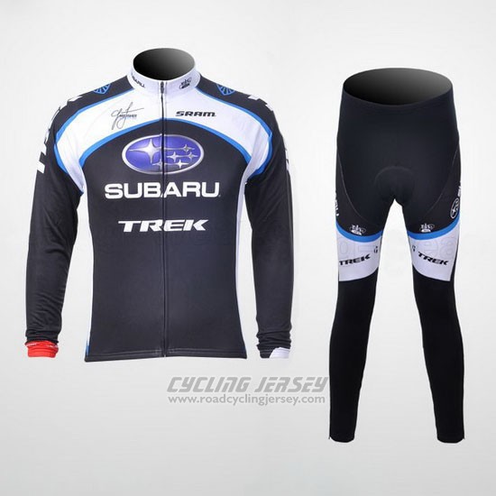 2011 Cycling Jersey Subaru White and Black Long Sleeve and Bib Tight