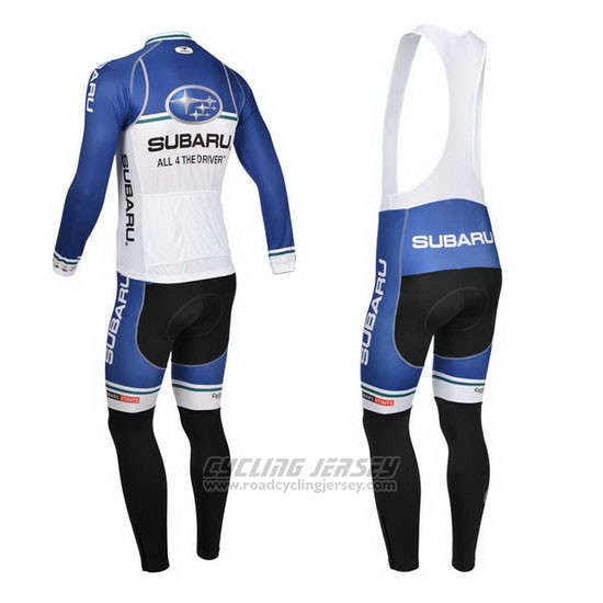 2013 Cycling Jersey Subaru Blue and White Long Sleeve and Bib Tight