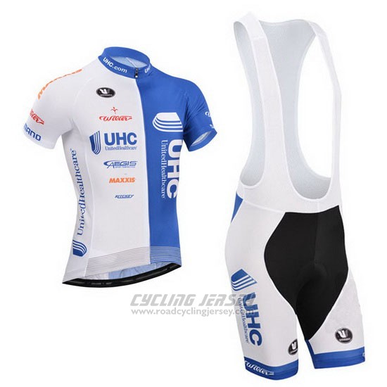 2014 Cycling Jersey UHC White and Sky Blue Short Sleeve and Bib Short