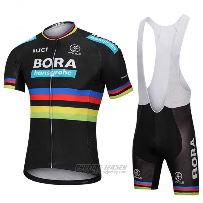 2018 Cycling Jersey UCI World Champion Bora Black Short Sleeve and Bib Short