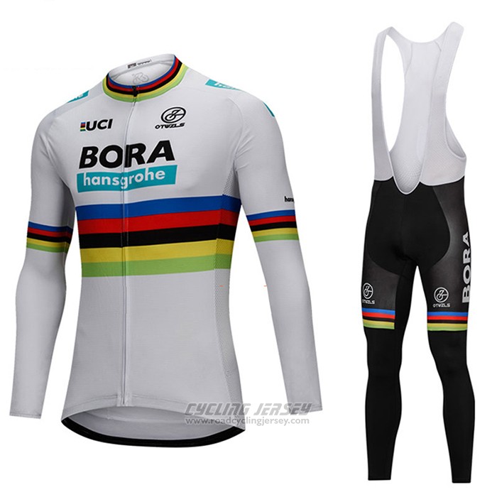 2018 Cycling Jersey UCI World Champion Bora White Long Sleeve and Bib Tight