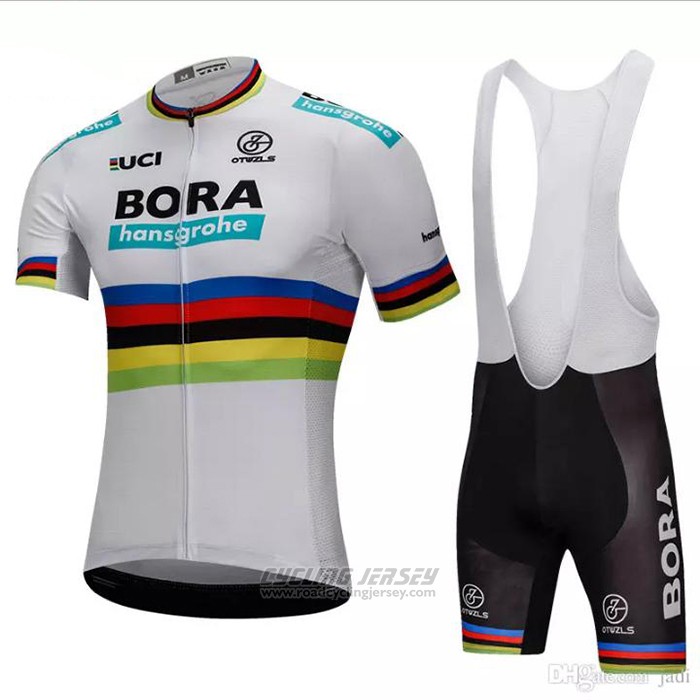 2018 Cycling Jersey UCI World Champion Bora White Short Sleeve and Bib Short