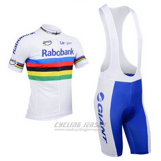 2013 Cycling Jersey UCI World Champion Lider Rabobank White Short Sleeve and Bib Short