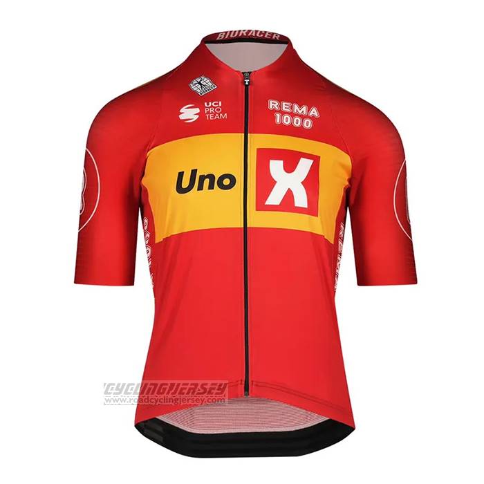 2023 Cycling Jersey UNO-X Red Short Sleeve and Bib Short
