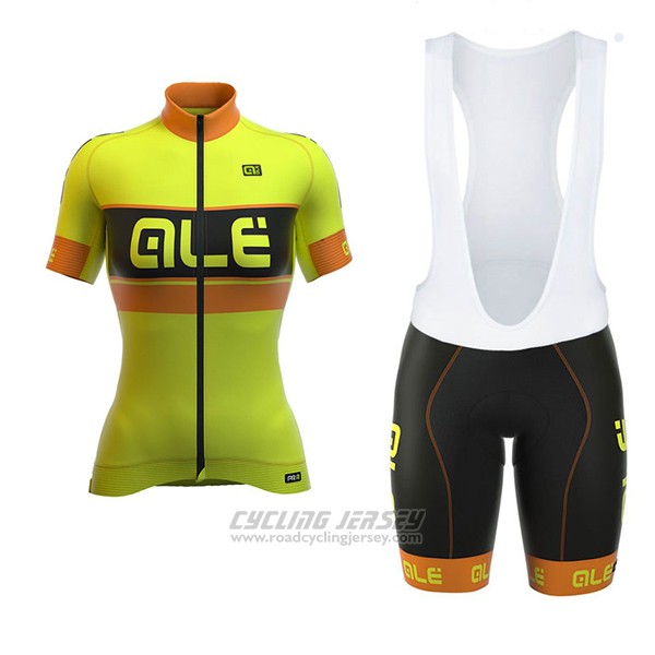 2017 Cycling Jersey Women ALE Graphics Prr Bermuda Yellow Short Sleeve and Bib Short