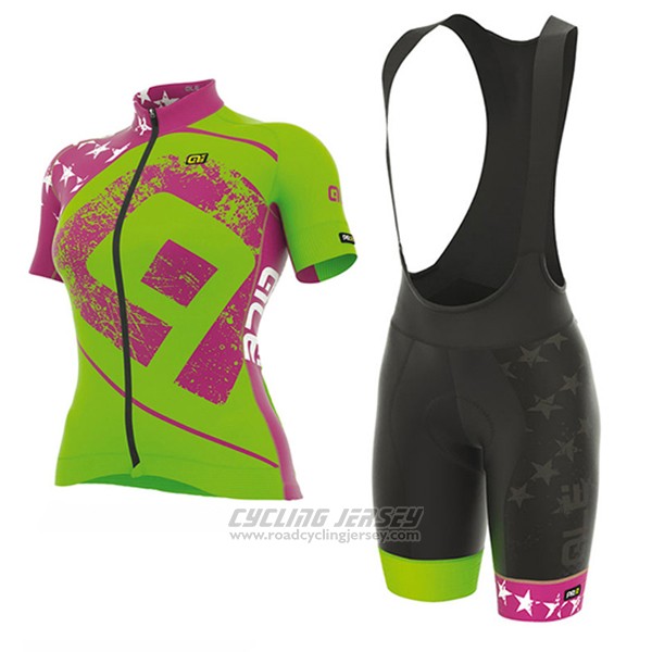 2017 Cycling Jersey Women ALE Graphics Prr Star Green Short Sleeve and Bib Short