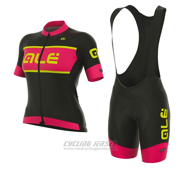 2017 Cycling Jersey Women ALE R-ev1 Master Black and Red Short Sleeve and Bib Short