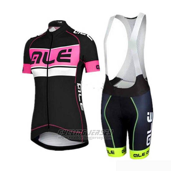 2019 Cycling Jersey Women ALE Black Pink Short Sleeve and Bib Short