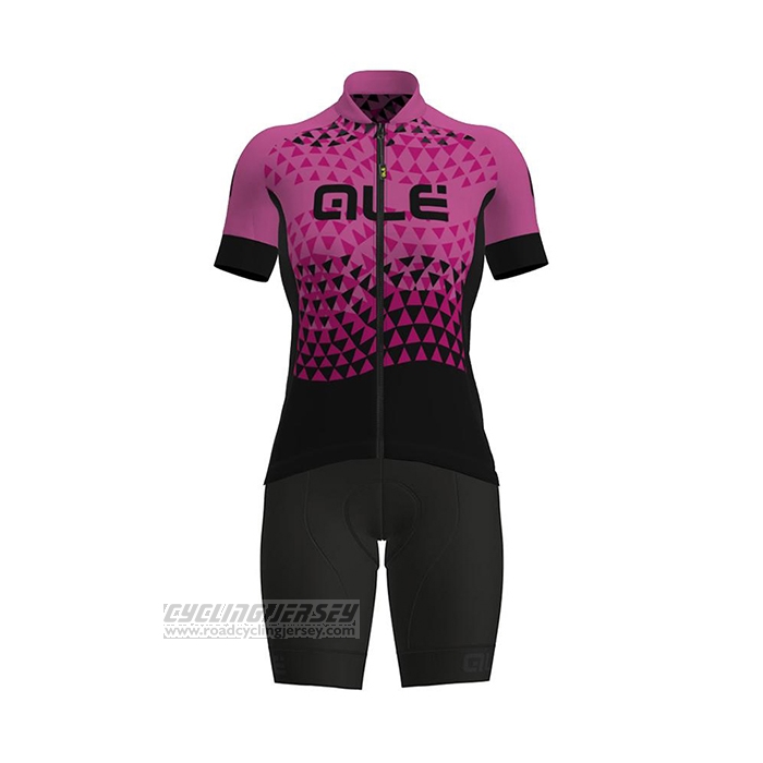 2021 Cycling Jersey Women ALE Dark Fuchsia Short Sleeve and Bib Short