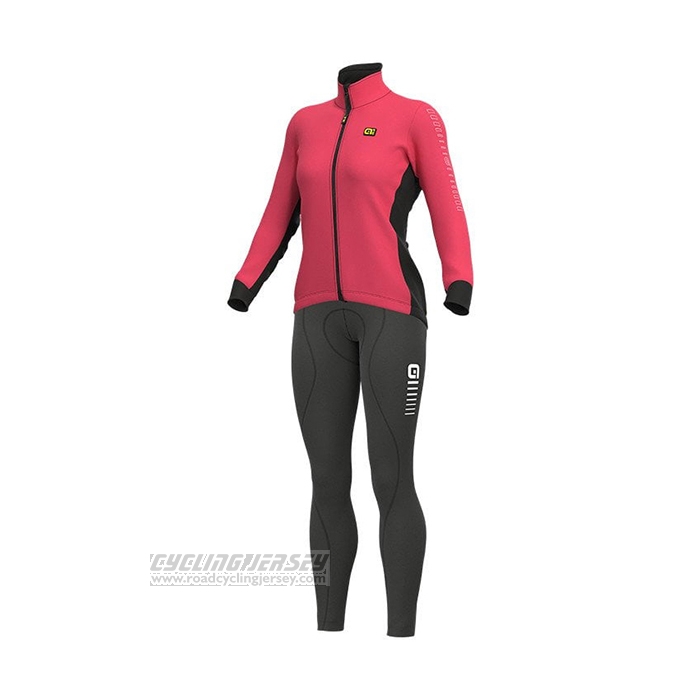 2021 Cycling Jersey Women ALE Deep Pink Long Sleeve and Bib Short