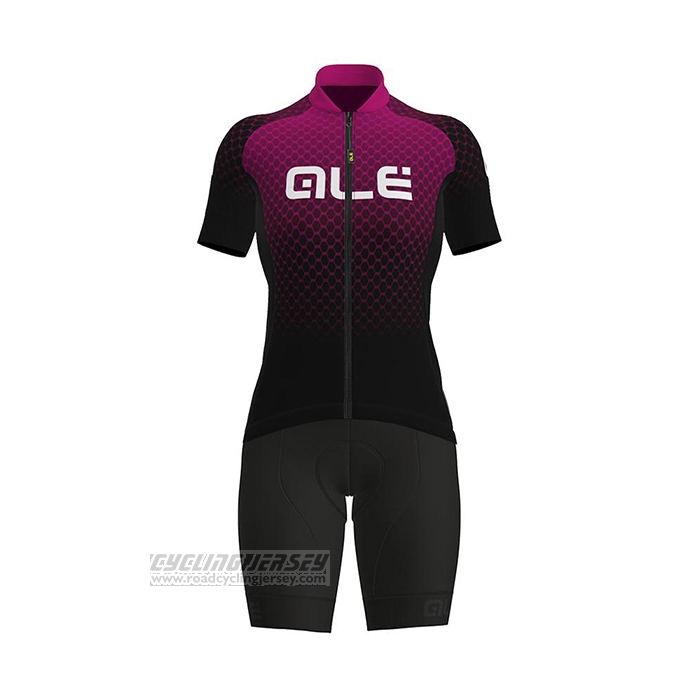 2021 Cycling Jersey Women ALE Fuchsia Black Short Sleeve and Bib Short