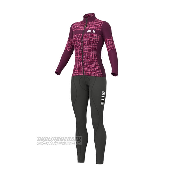 2021 Cycling Jersey Women ALE Purple Long Sleeve and Bib Short