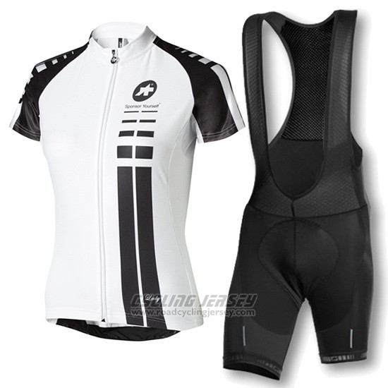 2016 Cycling Jersey Women Assos White and Black Short Sleeve and Bib Short