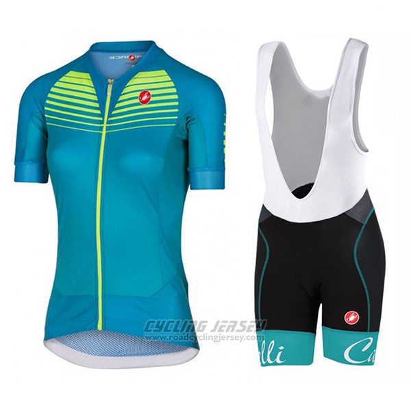 2017 Cycling Jersey Women Castelli Aero Race Green Short Sleeve and Bib Short