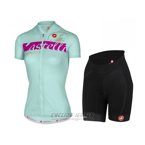 2017 Cycling Jersey Women Castelli Light Blue Short Sleeve and Bib Short