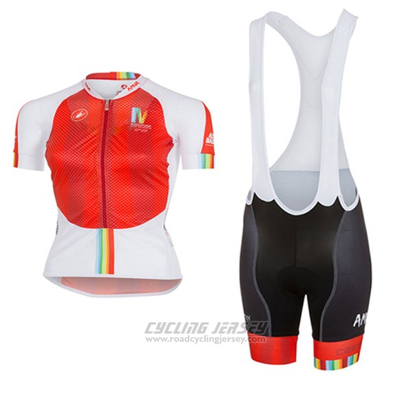 2017 Cycling Jersey Women Castelli Maratona Red and White Short Sleeve and Bib Short