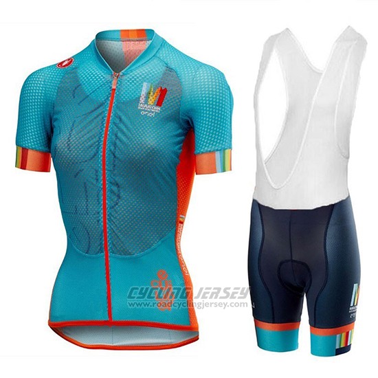 2018 Cycling Jersey Women Castelli Maratona Dles Dolomites-enel Blue Orange Short Sleeve and Overalls