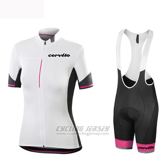 2019 Cycling Jersey Women Cervelo White Black Short Sleeve and Bib Short