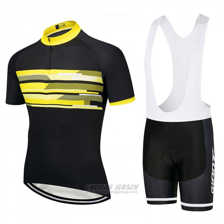 2018 Cycling Jersey Giant Black and Yellow Short Sleeve and Bib Short