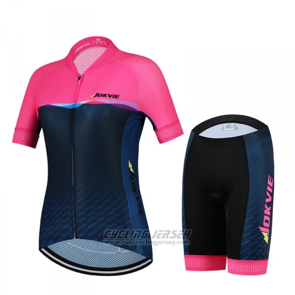 2018 Cycling Jersey Women Jokvie Pink Dark Blue Short Sleeve Salopette