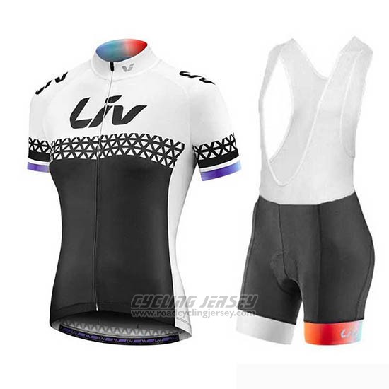 2019 Cycling Jersey Women Liv Black White Short Sleeve and Bib Short
