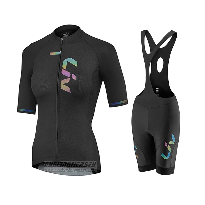 2021 Cycling Jersey Women Liv Black Short Sleeve and Bib Short