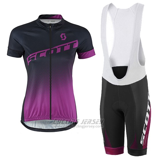 2016 Cycling Jersey Women Scott Black and Red Short Sleeve and Bib Short