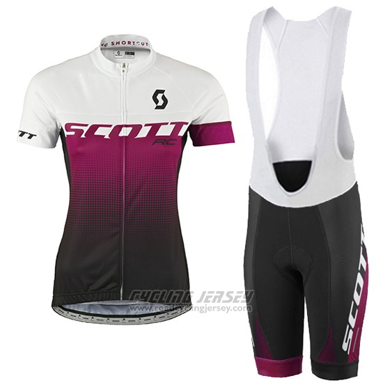 2016 Cycling Jersey Women Scott Red and White Short Sleeve and Bib Short