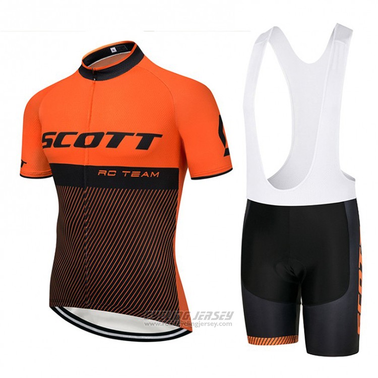 2018 Cycling Jersey Scott Orange and Black Short Sleeve and Bib Short