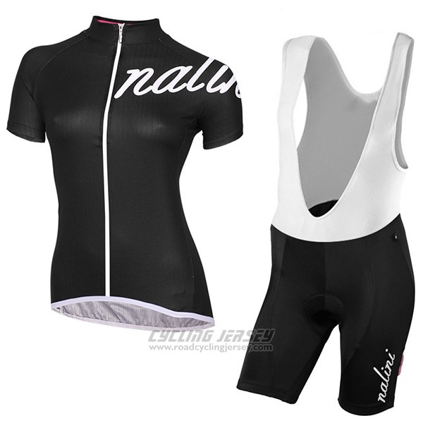 2017 Cycling Jersey Women Nalini Wave Deep Black Short Sleeve and Bib Short