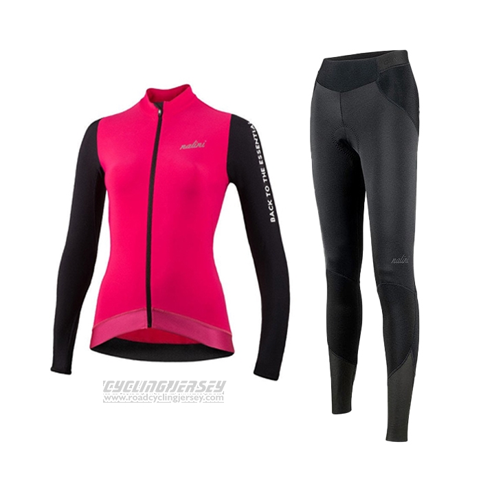 2021 Cycling Jersey Women Nalini Deep Pink Long Sleeve and Bib Short