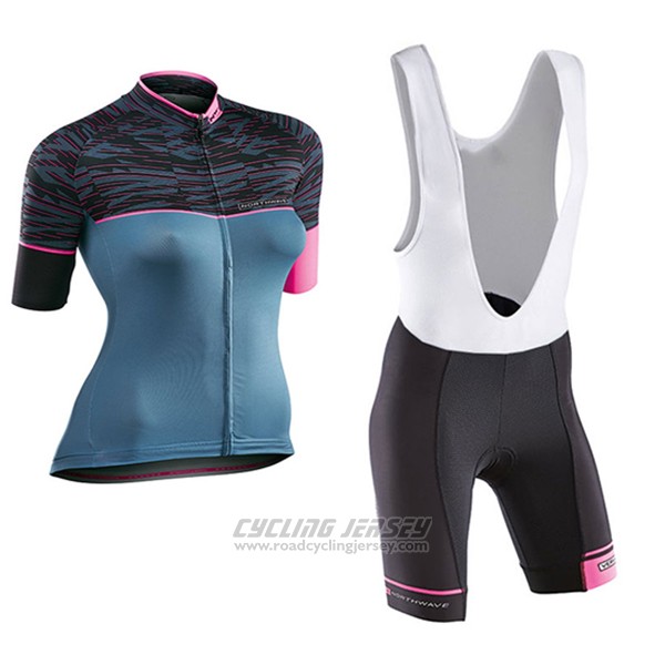 2017 Cycling Jersey Women Northwave Black and Blue Short Sleeve and Bib Short