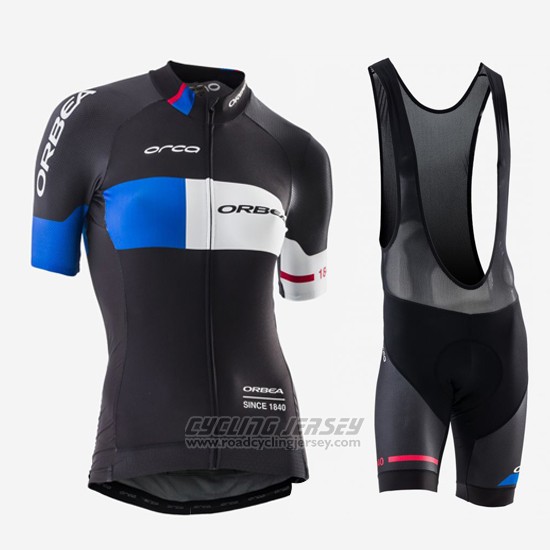 2016 Cycling Jersey Women Orbea Blue and Black Short Sleeve and Bib Short