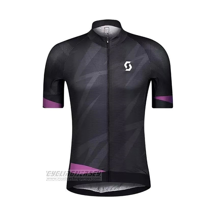 2021 Cycling Jersey Women Scott Black Purple Short Sleeve and Bib Short