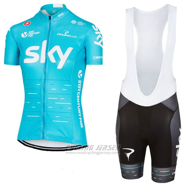 2017 Cycling Jersey Women Sky Sky Blue Short Sleeve and Bib Short