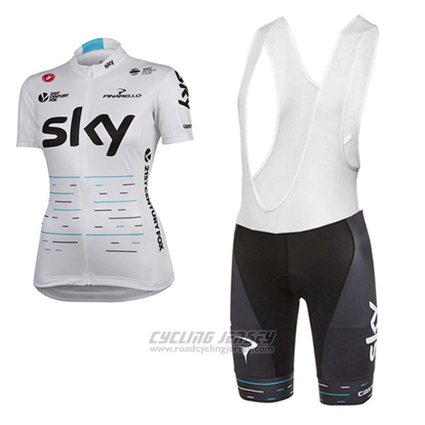 2017 Cycling Jersey Women Sky White Short Sleeve and Bib Short