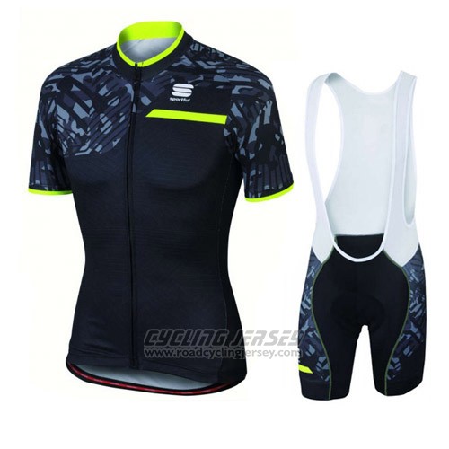 2016 Cycling Jersey Sportful Green and Black Short Sleeve and Bib Short