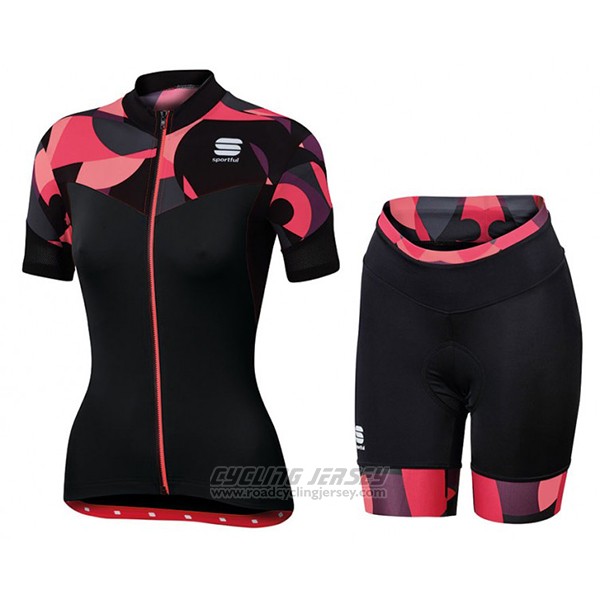2017 Cycling Jersey Sportful Primavera Black and Red Short Sleeve and Bib Short