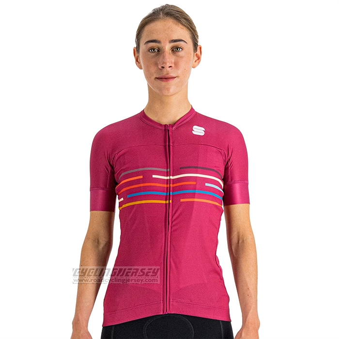 2023 Cycling Jersey Women Sportful Pink Short Sleeve and Bib Short