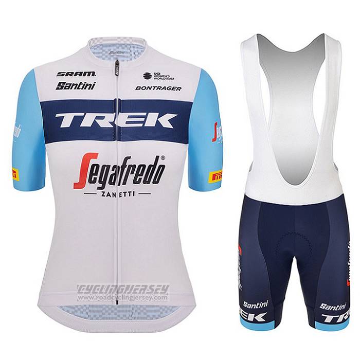 2023 Cycling Jersey Women Trek White Light Blue Short Sleeve And Bib Short